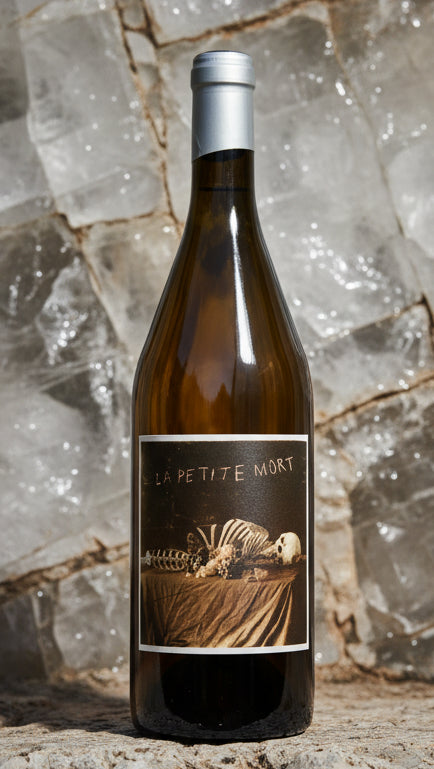 Wine bottle with a label on a white background