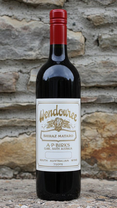 Wine bottle with a label on a white background